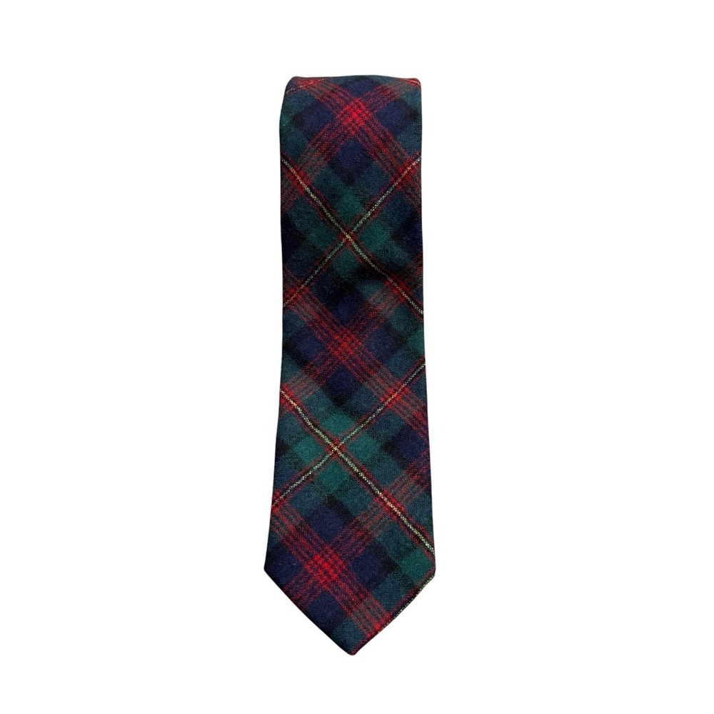 Vintage 60s Pendleton Necktie Tie Plaid 100% Virgin Wool Red Blue Multicolor USA - Picture 2 of 6